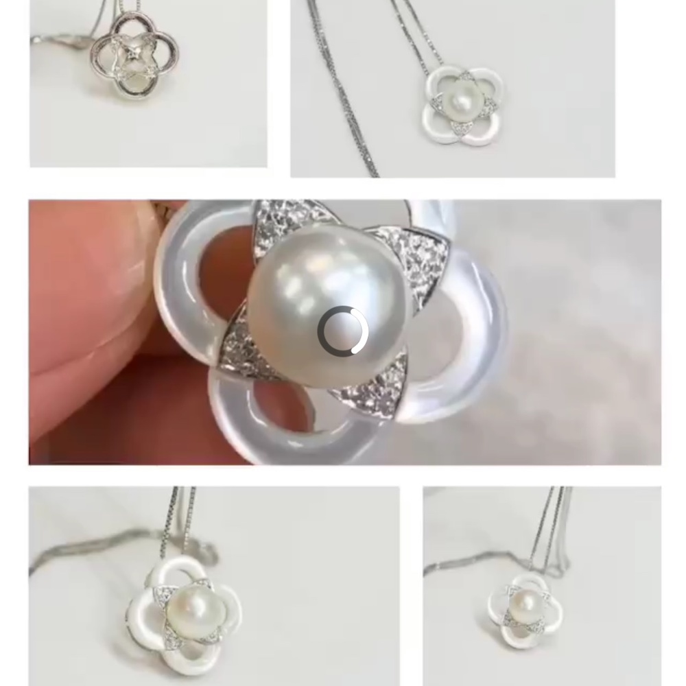 ✨18K White Gold Akoya Pearl MOP Diamond Necklace